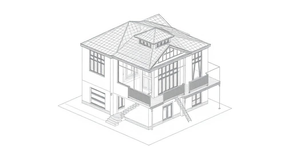 Mô phỏng kết cấu wireframe nhà phố